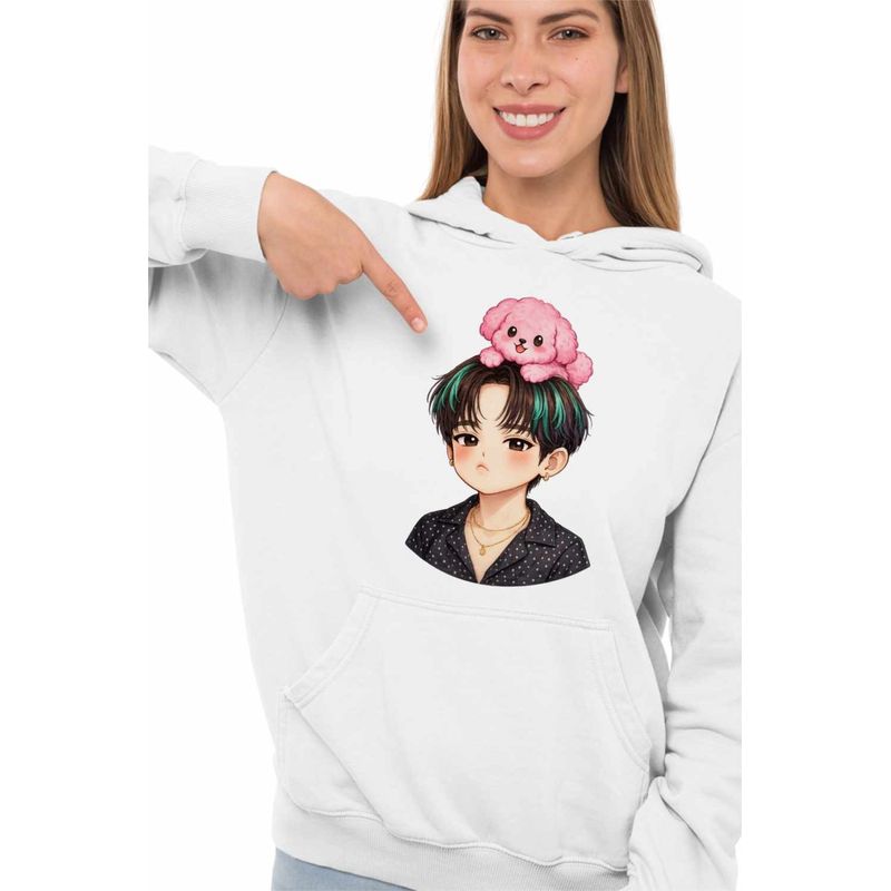 Fashion, accesorii si bijuterii - Femei - Imbracaminte femei - Hanorace femei - Hanorac Femei Shinee Key Chibi Kpop, alb, marime 2XL - Infinity.ro