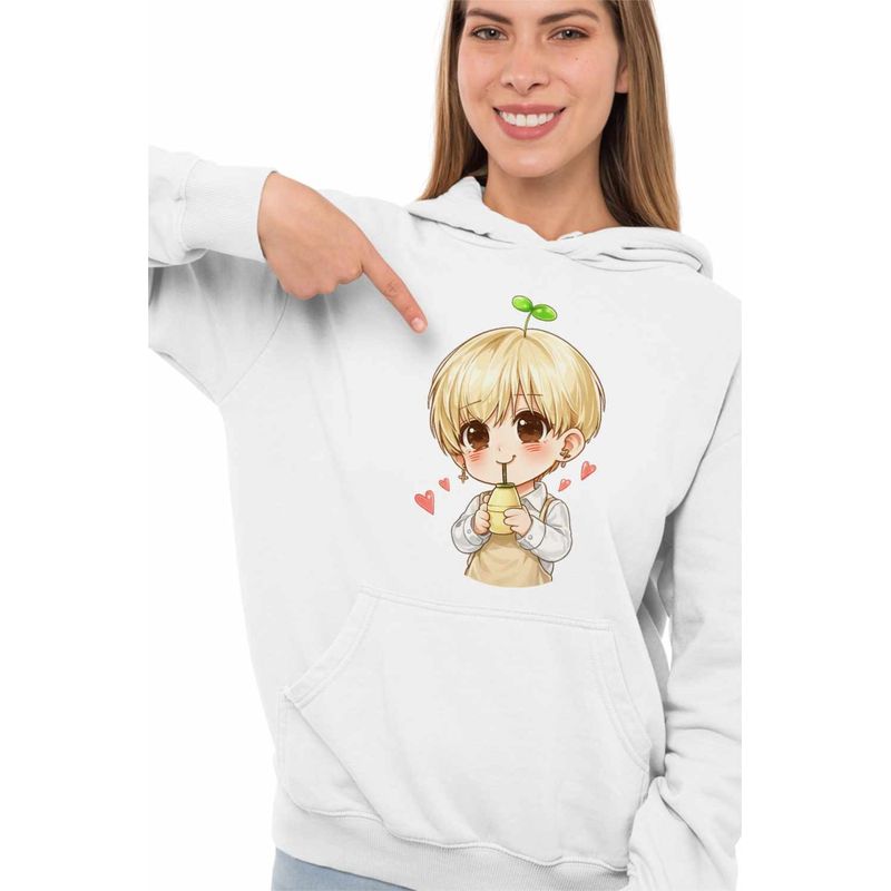 Fashion, accesorii si bijuterii - Femei - Imbracaminte femei - Hanorace femei - Hanorac Femei Shinee Kpop Chibi, alb, marime 2XL - Infinity.ro