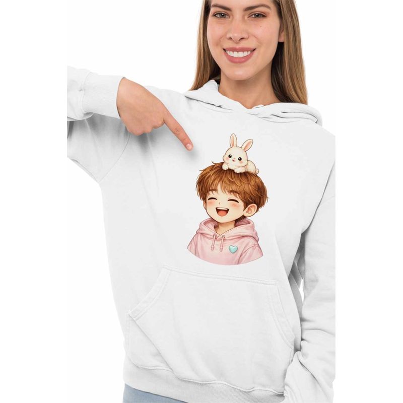 Fashion, accesorii si bijuterii - Femei - Imbracaminte femei - Hanorace femei - Hanorac Femei Shinee Onew Chibi, alb, marime 2XL - Infinity.ro