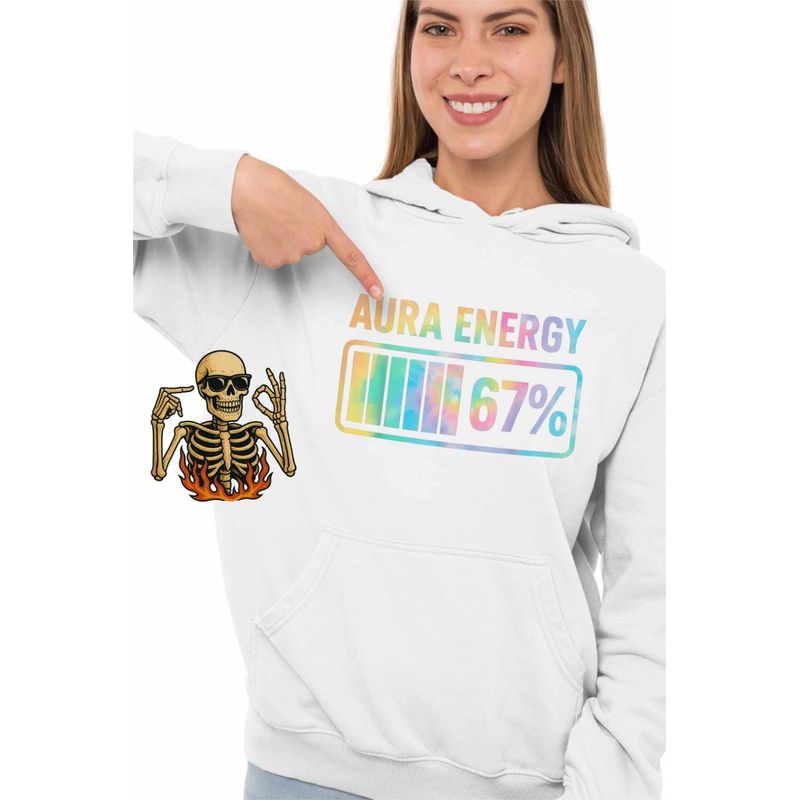 Fashion, accesorii si bijuterii - Femei - Imbracaminte femei - Hanorace femei - Hanorac Femei Six Seven Aura Energy 67, alb, marime 2XL - Infinity.ro