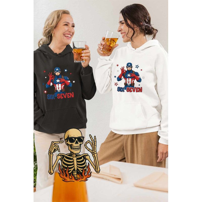 Fashion, accesorii si bijuterii - Femei - Imbracaminte femei - Hanorace femei - Hanorac Femei Six Seven Captain America 67 Marvel Superhero, alb, marime 2XL - Infinity.ro