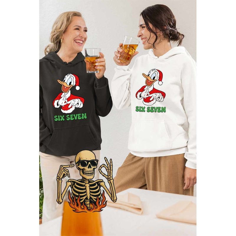 Fashion, accesorii si bijuterii - Femei - Imbracaminte femei - Hanorace femei - Hanorac Femei Six Seven Donald Duck Craciun Mickey Mouse, alb, marime 2XL - Infinity.ro