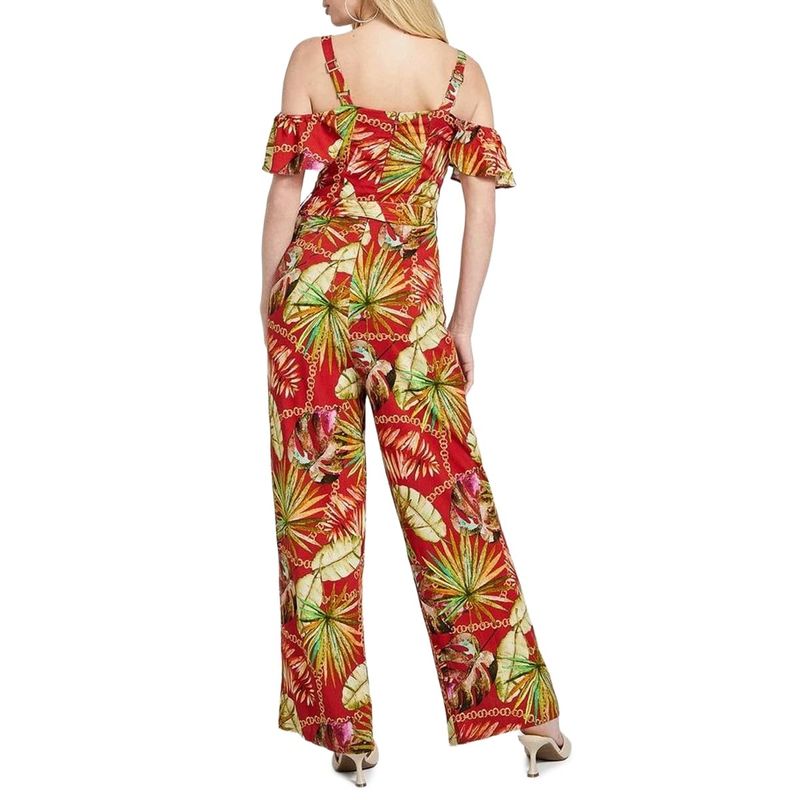 Fashion, accesorii si bijuterii - Femei - Imbracaminte femei - Salopete femei - Salopeta Guess cu imprimeu tropical si croiala wide leg S INTL Multicolor - Infinity.ro