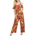 Fashion, accesorii si bijuterii - Femei - Imbracaminte femei - Salopete femei - Salopeta Guess cu imprimeu tropical si croiala wide leg S INTL Multicolor - Infinity.ro