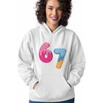 Fashion, accesorii si bijuterii - Femei - Imbracaminte femei - Hanorace femei - Hanorac Femei Six Seven Gogosi Crema Ciocolata, alb, marime 2XL - Infinity.ro