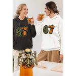 Fashion, accesorii si bijuterii - Femei - Imbracaminte femei - Hanorace femei - Hanorac Femei Six Seven Halloween Dovleac 6 7 Horror, alb, marime 2XL - Infinity.ro