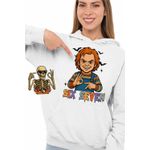 Fashion, accesorii si bijuterii - Femei - Imbracaminte femei - Hanorace femei - Hanorac Femei Six Seven Horror Chucky 67 Halloween, alb, marime 2XL - Infinity.ro