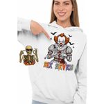 Fashion, accesorii si bijuterii - Femei - Imbracaminte femei - Hanorace femei - Hanorac Femei Six Seven Horror Pennywise 67 Halloween, alb, marime 2XL - Infinity.ro