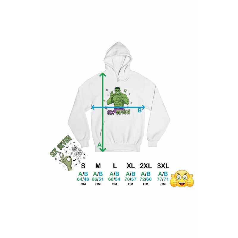 Fashion, accesorii si bijuterii - Femei - Imbracaminte femei - Hanorace femei - Hanorac Femei Six Seven Hulk 67 Marvel Superhero, alb, marime 2XL - Infinity.ro