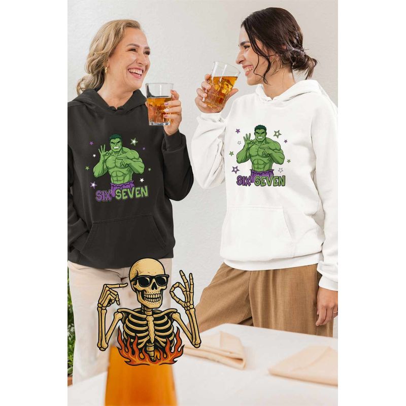 Fashion, accesorii si bijuterii - Femei - Imbracaminte femei - Hanorace femei - Hanorac Femei Six Seven Hulk 67 Marvel Superhero, alb, marime 2XL - Infinity.ro