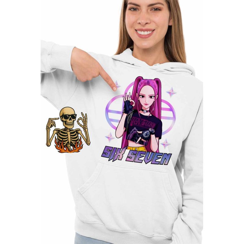 Fashion, accesorii si bijuterii - Femei - Imbracaminte femei - Hanorace femei - Hanorac Femei Six Seven Huntrix Mira 67 Saja Boys, alb, marime 2XL - Infinity.ro