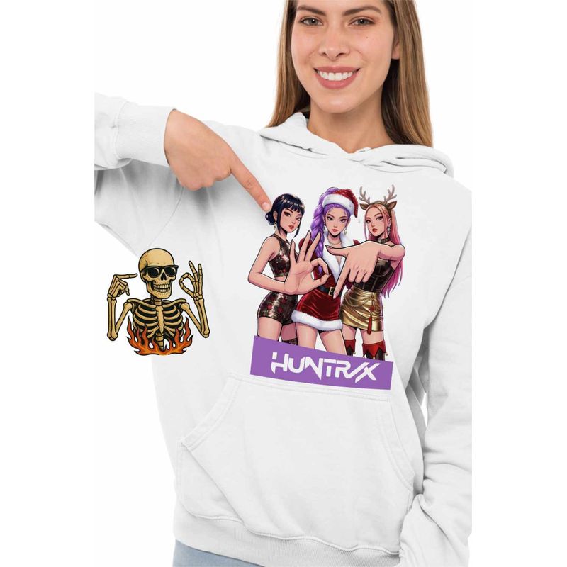 Fashion, accesorii si bijuterii - Femei - Imbracaminte femei - Hanorace femei - Hanorac Femei Six Seven Huntrix 67 Demon Hunters Kpop, alb, marime 2XL - Infinity.ro
