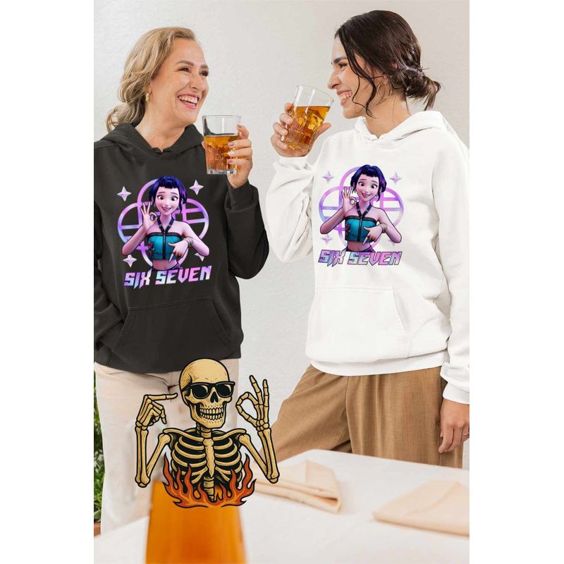 Fashion, accesorii si bijuterii - Femei - Imbracaminte femei - Hanorace femei - Hanorac Femei Six Seven Huntrix Zoey 67 Demon Hunters Kpop, alb, marime 2XL - Infinity.ro