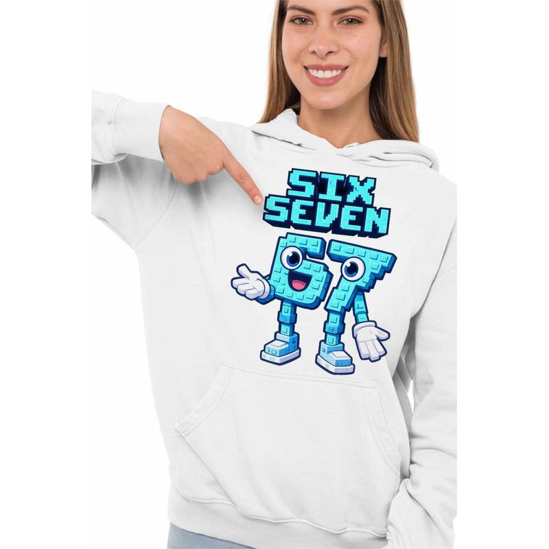 Fashion, accesorii si bijuterii - Femei - Imbracaminte femei - Hanorace femei - Hanorac Femei Six Seven Meme Roblox 67 Sase Sapte Steal a Brainrot , alb, marime 2XL - Infinity.ro