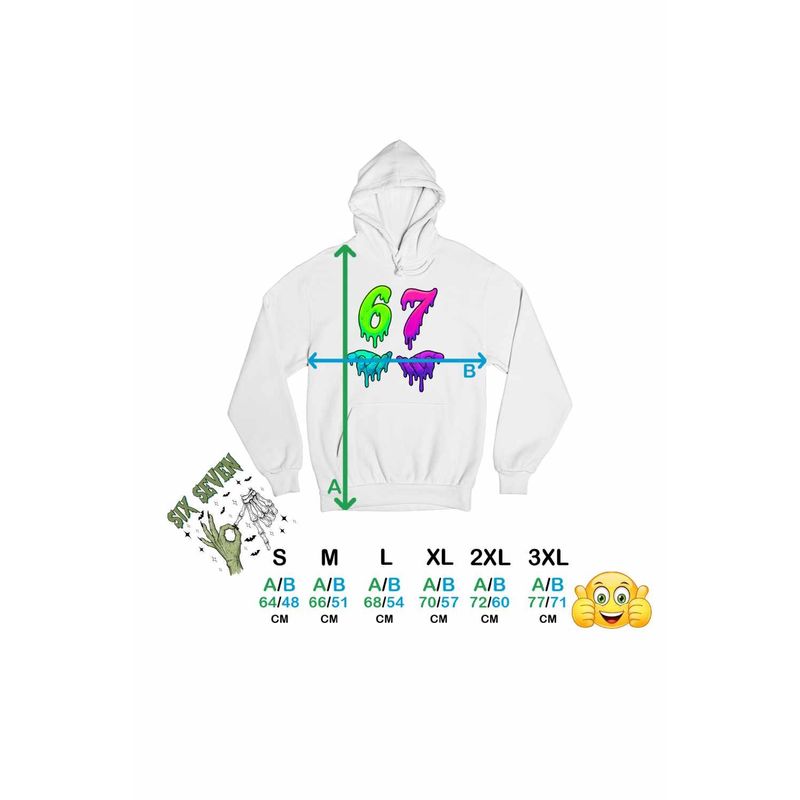Fashion, accesorii si bijuterii - Femei - Imbracaminte femei - Hanorace femei - Hanorac Femei Six Seven Meme 67, alb, marime 2XL - Infinity.ro