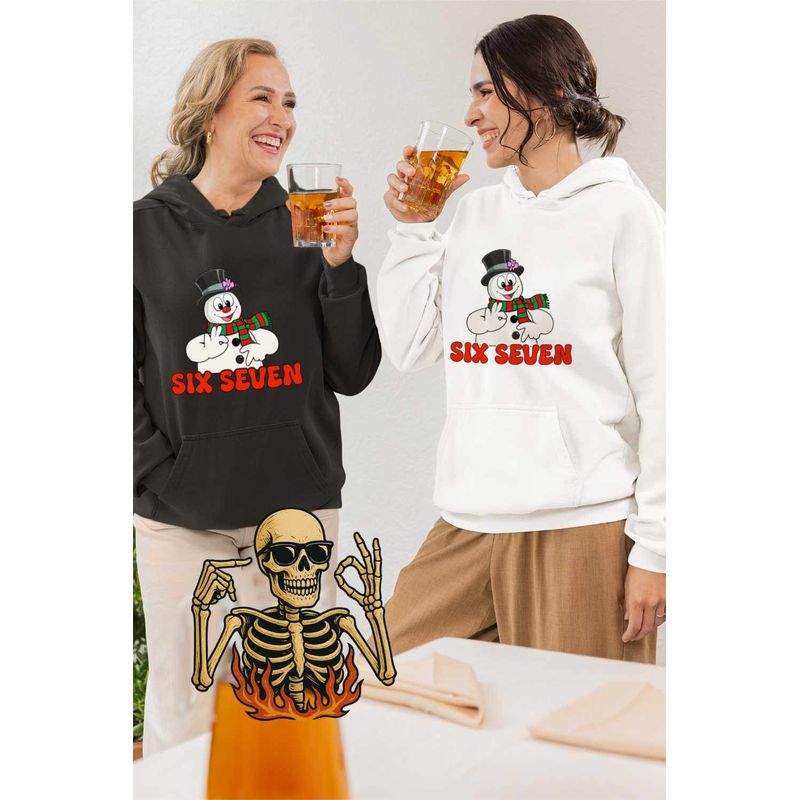 Fashion, accesorii si bijuterii - Femei - Imbracaminte femei - Hanorace femei - Hanorac Femei Six Seven Om de Zapada Craciun 67, alb, marime 2XL - Infinity.ro