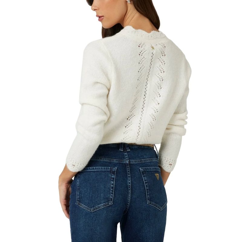 Fashion, accesorii si bijuterii - Femei - Imbracaminte femei - Pulovere femei - Cardigan dama Guess W4BR0L M INTL Alb - Infinity.ro