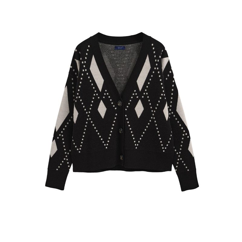 Fashion, accesorii si bijuterii - Femei - Imbracaminte femei - Pulovere femei - Cardigan dama  Gant 4805175 S INTL Negru - Infinity.ro
