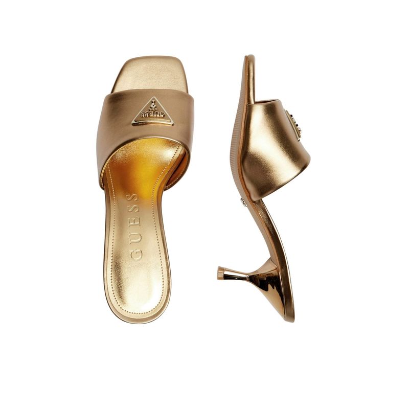 Fashion, accesorii si bijuterii - Femei - Incaltaminte femei - Slapi si papuci femei - Papuci dama cu toc lacuiti Guess FLJLUS 39 EU Auriu - Infinity.ro