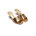Fashion, accesorii si bijuterii - Femei - Incaltaminte femei - Slapi si papuci femei - Papuci dama cu toc lacuiti Guess FLJLUS 39 EU Auriu - Infinity.ro