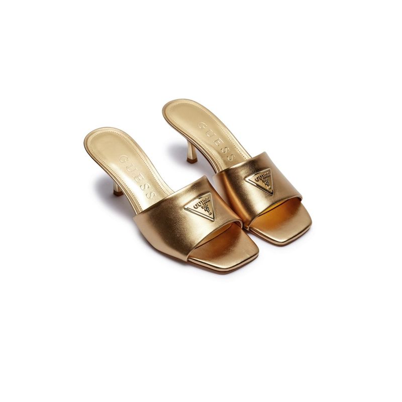 Fashion, accesorii si bijuterii - Femei - Incaltaminte femei - Slapi si papuci femei - Papuci dama cu toc lacuiti Guess FLJLUS 39 EU Auriu - Infinity.ro