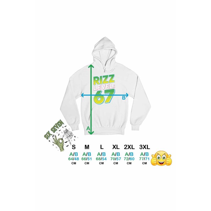 Fashion, accesorii si bijuterii - Femei - Imbracaminte femei - Hanorace femei - Hanorac Femei Six Seven Rizz Level 67, alb, marime 2XL - Infinity.ro