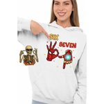 Fashion, accesorii si bijuterii - Femei - Imbracaminte femei - Hanorace femei - Hanorac Femei Six Seven Spiderman Ironman 67 Marvel Superhero, alb, marime 2XL - Infinity.ro
