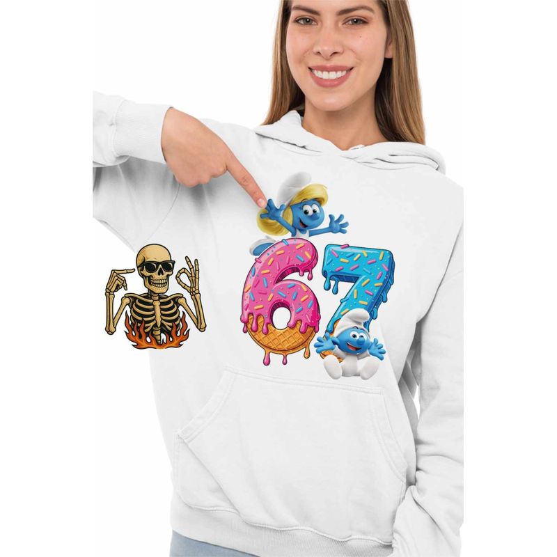 Fashion, accesorii si bijuterii - Femei - Imbracaminte femei - Hanorace femei - Hanorac Femei Six Seven Strumfita Bebe Strumf, alb, marime 2XL - Infinity.ro