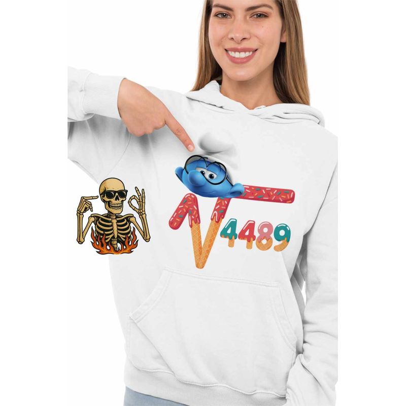Fashion, accesorii si bijuterii - Femei - Imbracaminte femei - Hanorace femei - Hanorac Femei Six Seven Strumful Istet Strumfii 67, alb, marime 2XL - Infinity.ro