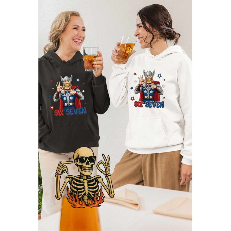 Fashion, accesorii si bijuterii - Femei - Imbracaminte femei - Hanorace femei - Hanorac Femei Six Seven Thor 67 Marvel Superhero, alb, marime 2XL - Infinity.ro