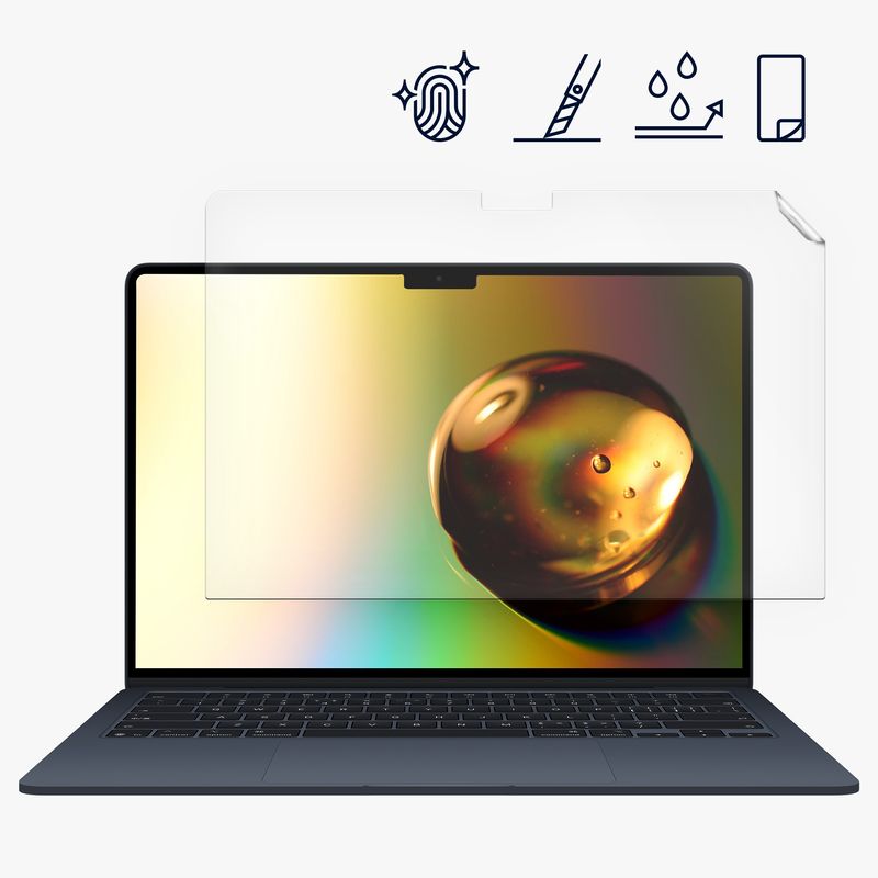 Laptop, Telefoane si Tablete - Laptopuri si accesorii - Piese laptop - Folii protectie si autocolante laptop - Folie de protectie Kwmobile pentru Apple MacBook Air 13.6 M4 2025 (A3240), aplicare fara bule, PET, transparent - Infinity.ro