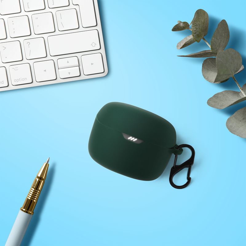 TV, Audio-Video si Foto - Portabile audio - Casti audio - Husa casti Kwmobile pentru JBL Tune Buds, protectie la zgarieturi, Silicon, verde - Infinity.ro