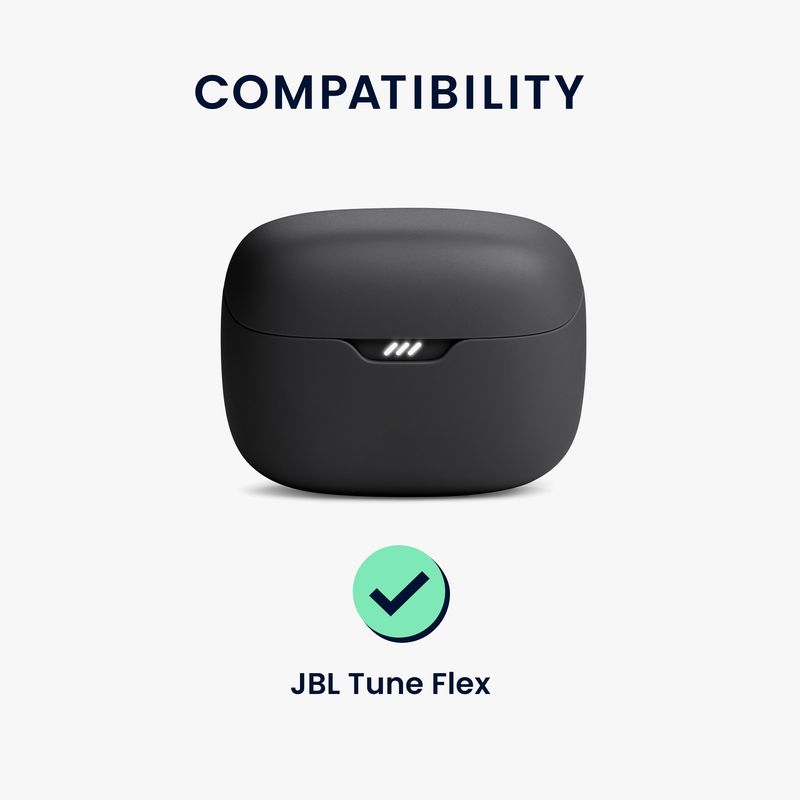 TV, Audio-Video si Foto - Portabile audio - Casti audio - Husa casti Kwmobile pentru JBL Tune Flex, protectie la zgarieturi, Silicon, alb, negru - Infinity.ro
