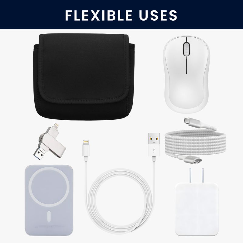 PC, gaming si accesorii - Retelistica - Cabluri si accesorii - Geanta organizatoare cabluri Kwmobile, protectie la socuri si zgarieturi, neopren si textil, negru - Infinity.ro
