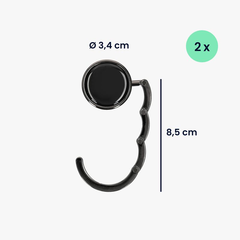 Casa si Gradina - Mobilier - Feronerie si accesorii mobila - Set 2 carlige de masa pentru geanta Kwmobile, inchidere magnetica, pliabile, anti-alunecare, metal, negru, albastru - Infinity.ro
