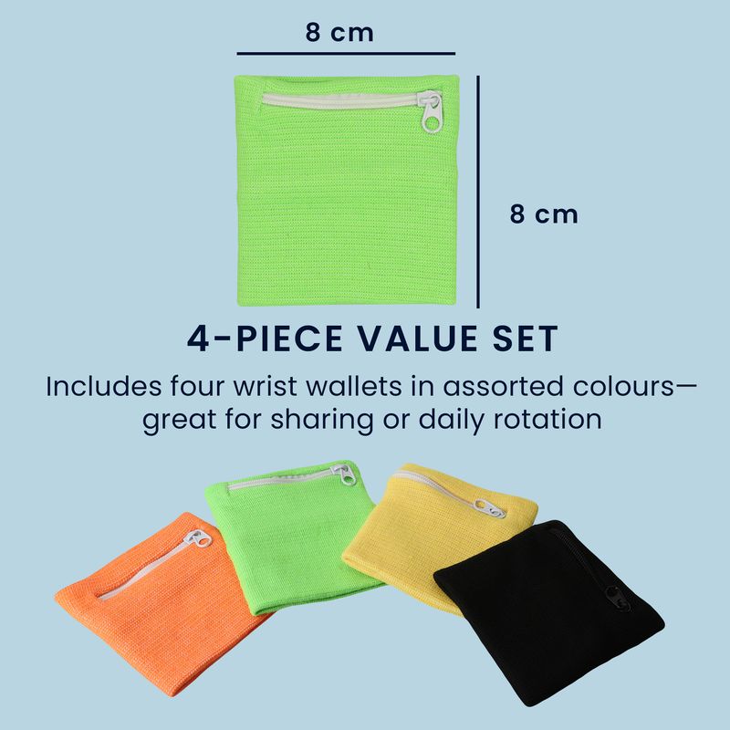 Sport si Outdoor - Echipament Sportiv - Accesorii echipament sportiv - Genti si borsete fitness - Set 4 borsete sport pentru incheietura Kwmobile, fermoar, nylon, multicolor - Infinity.ro