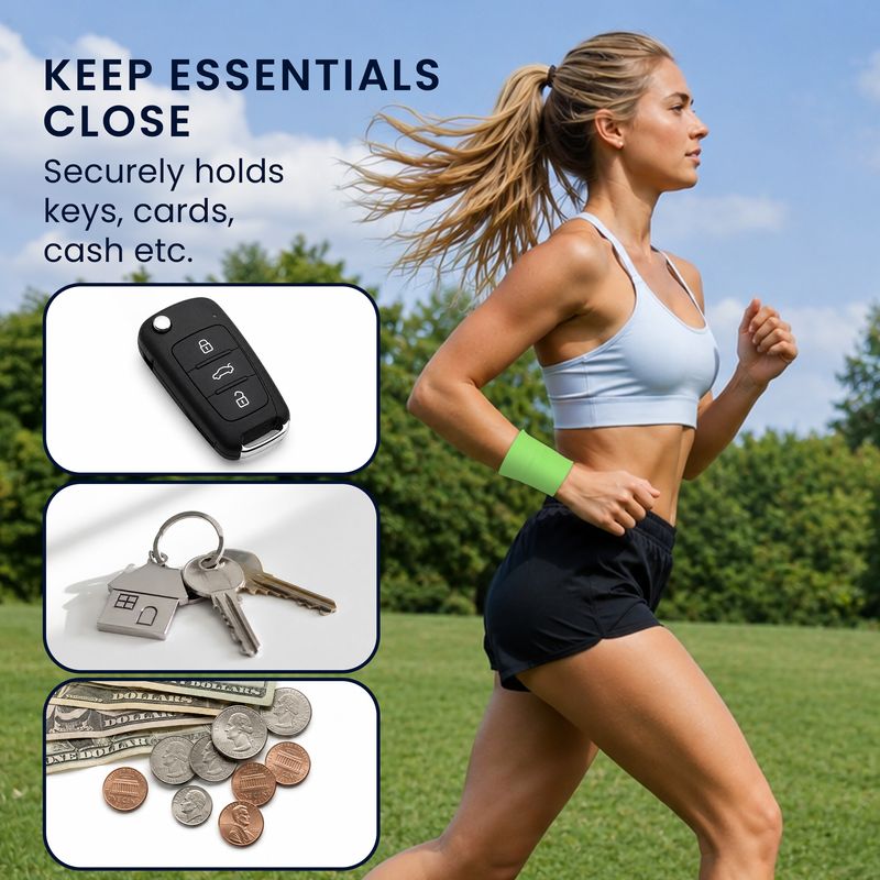 Sport si Outdoor - Echipament Sportiv - Accesorii echipament sportiv - Genti si borsete fitness - Set 4 borsete sport pentru incheietura Kwmobile, fermoar, nylon, multicolor - Infinity.ro