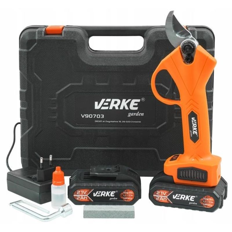 Casa si Gradina - Gradinarit si plante - Unelte gradinarit - Foarfeci gradinarit - Foarfeca electrica de gradina Verke Garden 21V cu 2 acumulatori 2Ah, taiere precisa pana la 25 mm, motor fara perii - Infinity.ro