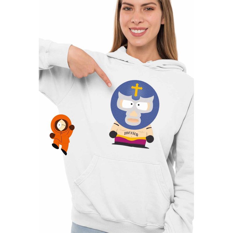 Fashion, accesorii si bijuterii - Femei - Imbracaminte femei - Hanorace femei - Hanorac Femei South Park Kenny Wrestler Mexico, alb, marime 2XL - Infinity.ro