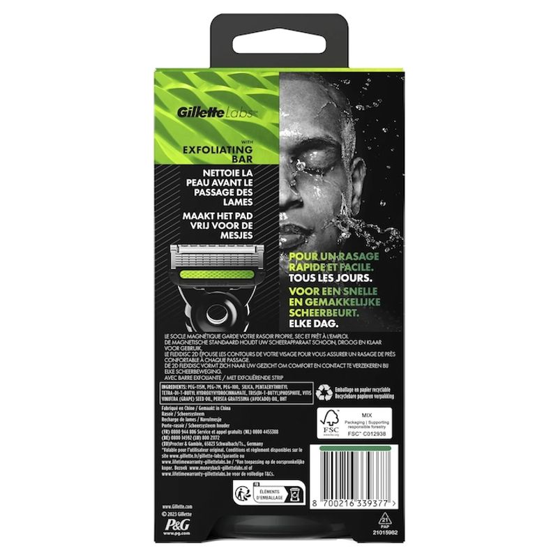 Ingrijire personala si Cosmetice - Aparate & accesorii ingrijire personala - Aparate de ras si tuns - Aparate de ras clasice - Aparat de ras Gillette Gold Labs pentru barbati, 2 rezerve, suport magnetic - Infinity.ro