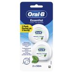 Ingrijire personala si Cosmetice - Igiena dentara - Rezerve si accesorii - Ata Dentara Oral-B Essential Floss Mint Waxed, Cerata, 2 x 50 m, Multipack 2 Blistere, Tot 100 m, Rezistenta la Rupere - Infinity.ro