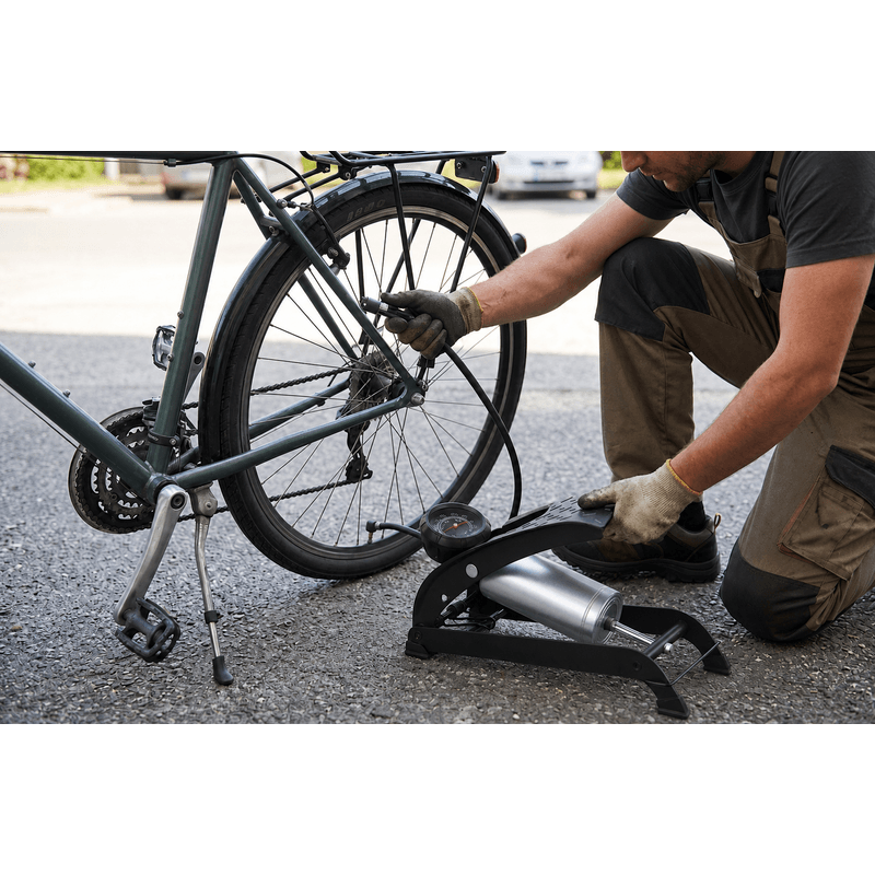 Petshop - Accesorii petshop - Acvaristica si teraristica - Pompe de aer si accesorii - Pompa de picior cu manometru, presiune maxima 7 bar, furtun 60 cm, pedala antiderapanta, pentru auto, moto si bicicleta - Infinity.ro