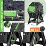 Casa si Gradina - Gradinarit si plante - Unelte gradinarit - Compostoare gradina - Compostor rotativ cu picioare, capacitate 70 L, sistem de aerisire, plastic rezistent la intemperii, 55,5 x 36 x 72 cm - Infinity.ro