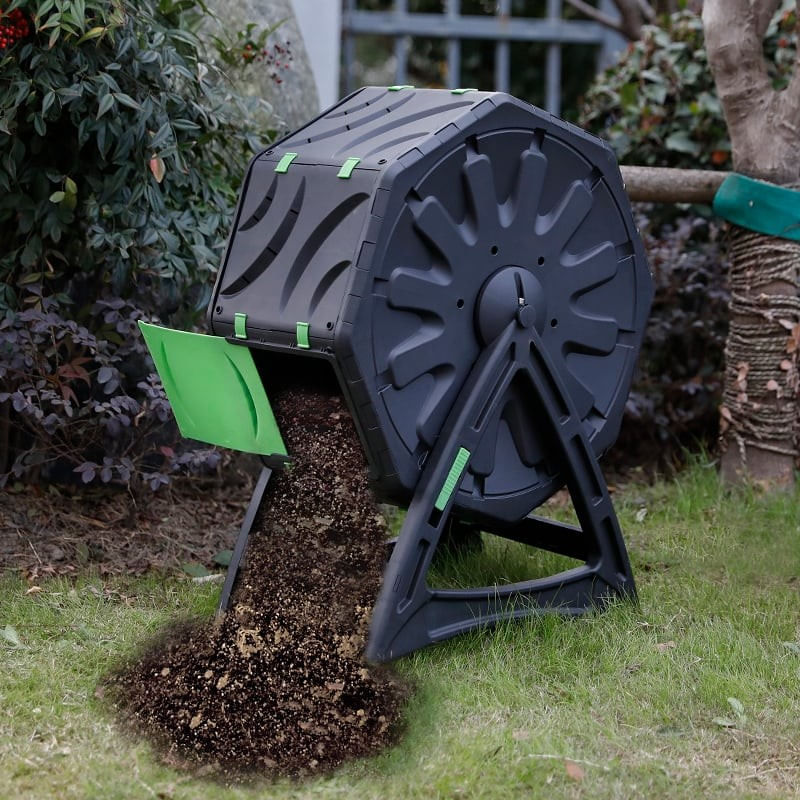 Casa si Gradina - Gradinarit si plante - Unelte gradinarit - Compostoare gradina - Compostor rotativ cu picioare, capacitate 70 L, sistem de aerisire, plastic rezistent la intemperii, 55,5 x 36 x 72 cm - Infinity.ro