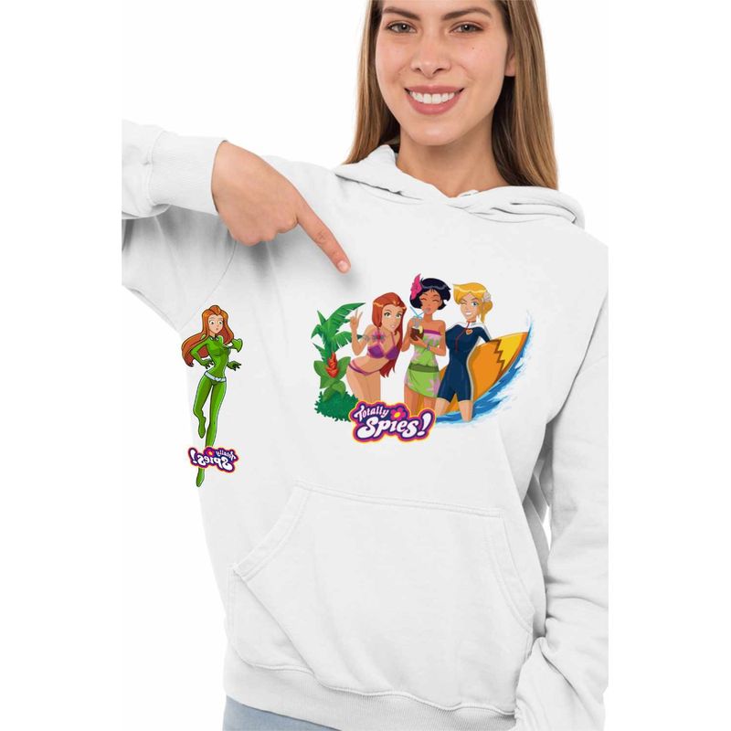 Fashion, accesorii si bijuterii - Femei - Imbracaminte femei - Hanorace femei - Hanorac Femei Spioanele Plaja Desene Animate Agenti Misiune, alb, marime 2XL - Infinity.ro