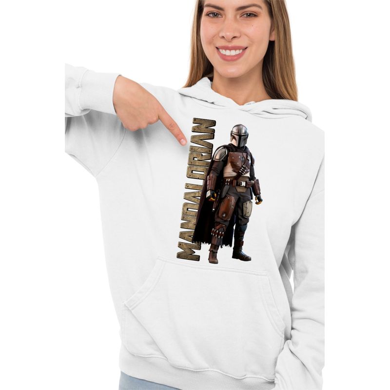 Fashion, accesorii si bijuterii - Femei - Imbracaminte femei - Hanorace femei - Hanorac Femei Star Wars Mandalorian, alb, marime 2XL - Infinity.ro