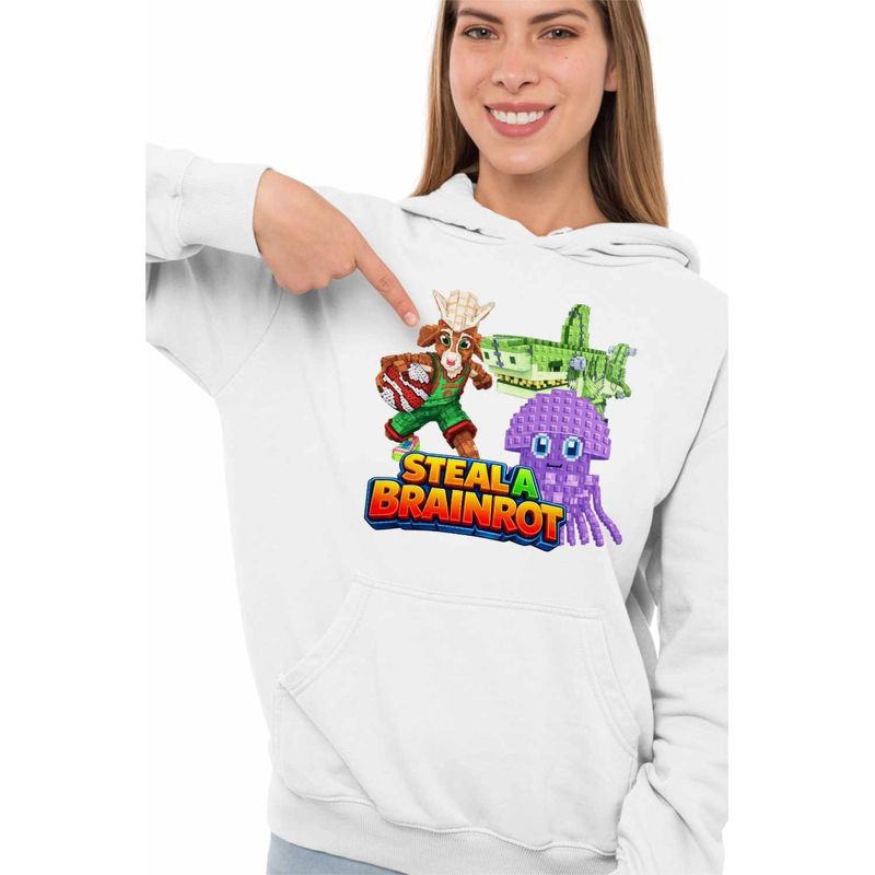Fashion, accesorii si bijuterii - Femei - Imbracaminte femei - Hanorace femei - Hanorac Femei Steal a Brainrot Graipuss Roblox Meme, alb, marime 2XL - Infinity.ro