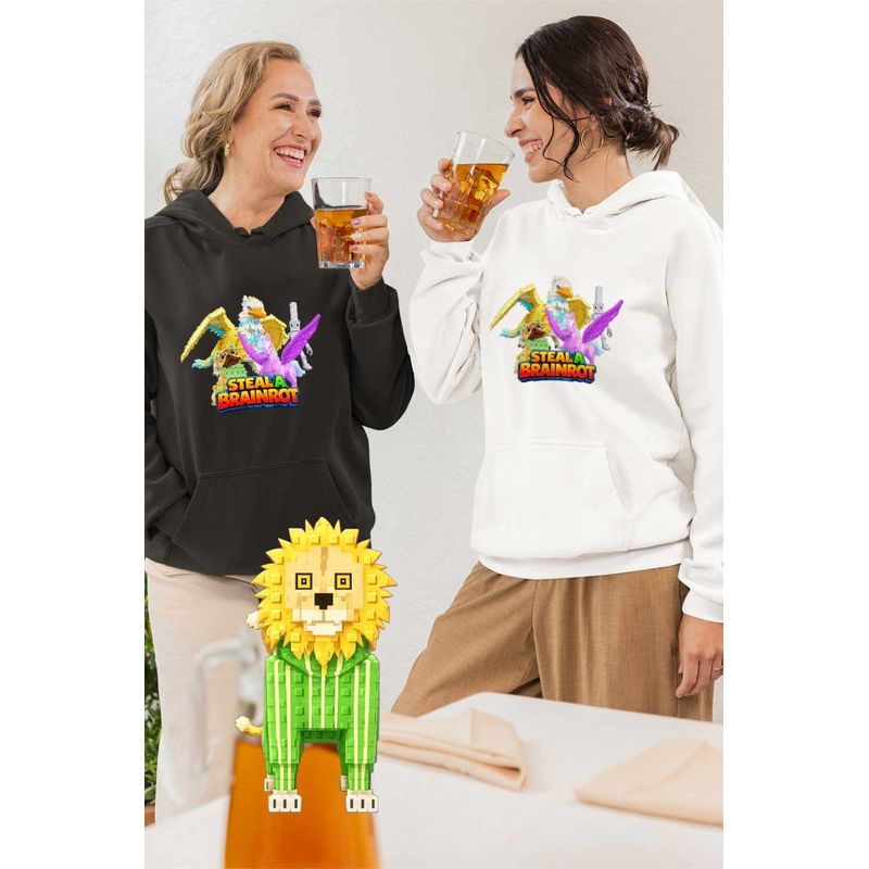 Fashion, accesorii si bijuterii - Femei - Imbracaminte femei - Hanorace femei - Hanorac Femei Steal a Brainrot Roblox Griffin Pegasus Meme, alb, marime 2XL - Infinity.ro