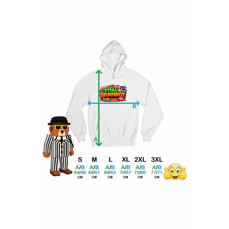 Fashion, accesorii si bijuterii - Femei - Imbracaminte femei - Hanorace femei - Hanorac Femei Steal a Brainrot Roblox Meme, alb, marime 2XL - Infinity.ro