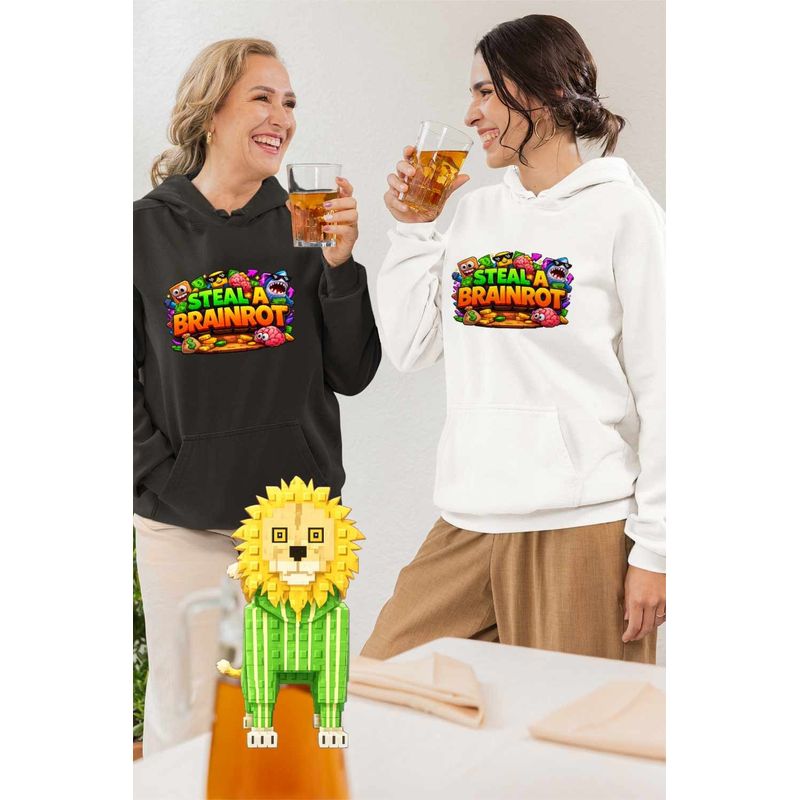 Fashion, accesorii si bijuterii - Femei - Imbracaminte femei - Hanorace femei - Hanorac Femei Steal a Brainrot Roblox Meme, alb, marime 2XL - Infinity.ro